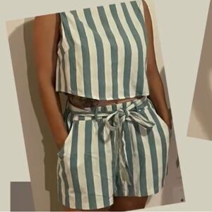 Striped Blue and White Two-Piece Set